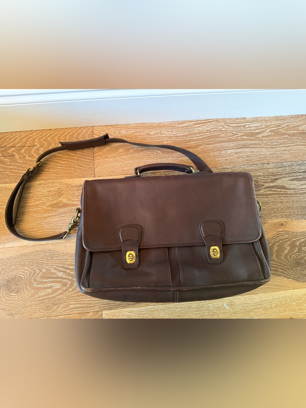 Vintage 90s Coach Prescott brown Leather Messenger Briefcase Laptop Bag